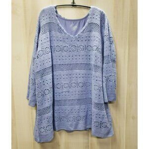D & Co Open Weave Sweater & Tank Set Light Purple Plus Sz 2X NWOT Denim Company